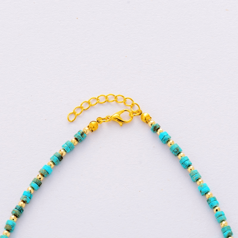 Emmespcs Colar Adulto / Azul / Feminino Gargantilha Jaspe Turquesa Pedra Natural