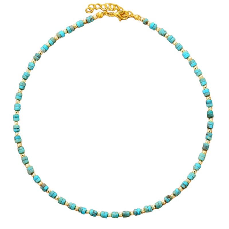 Emmespcs Colar Adulto / Azul / Feminino Gargantilha Jaspe Turquesa Pedra Natural