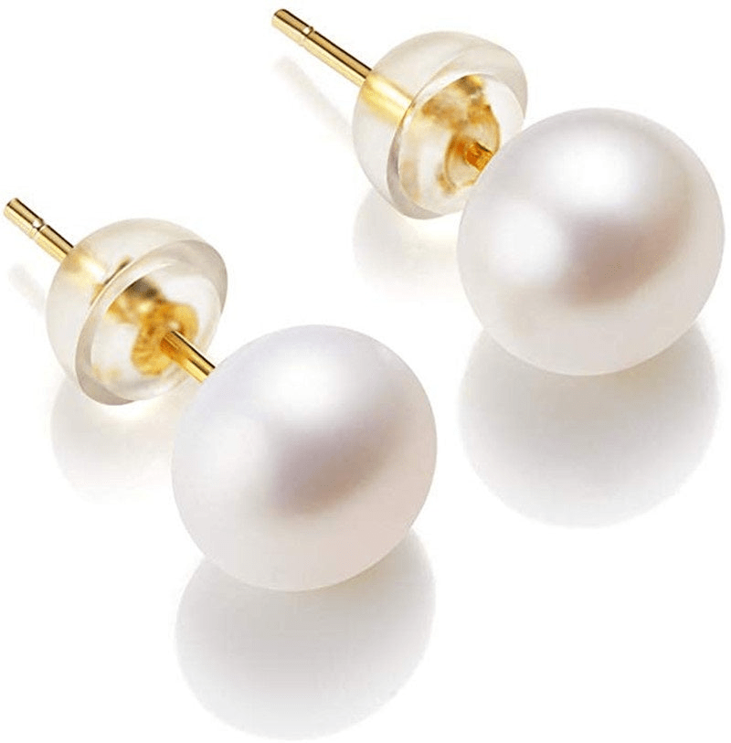 Emmespcs Joias pérola branca dourada / 11-12mm / feminino Brincos de Pérolas em Botão - 11-12mm
