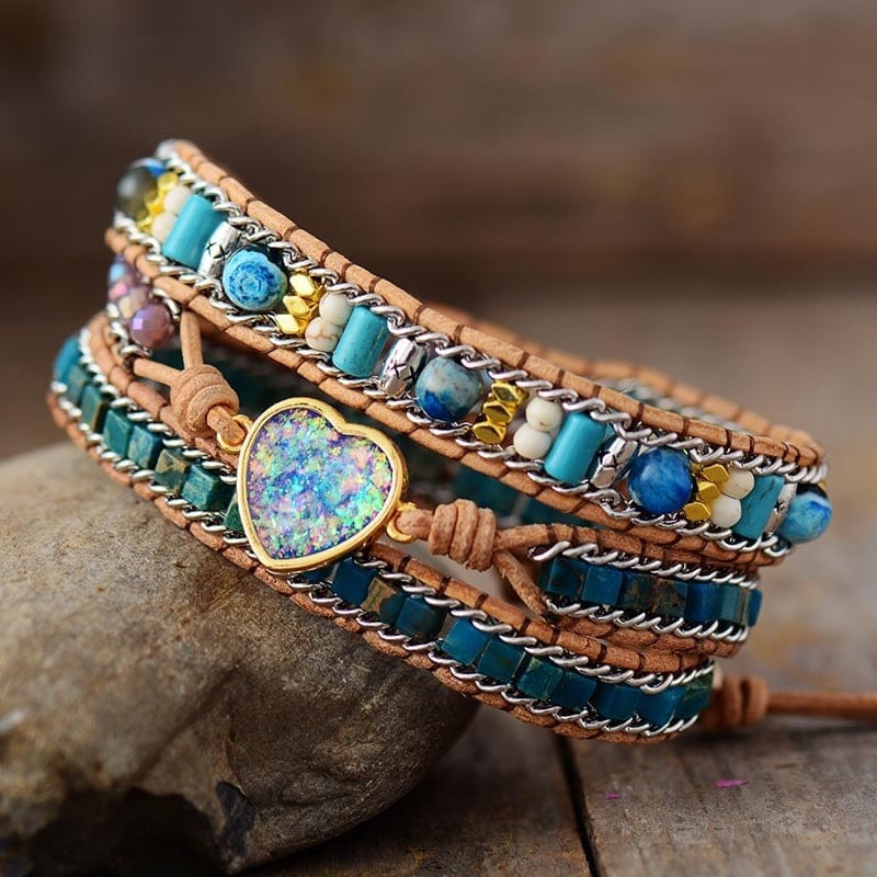 emmespcs Pulseiras adulto / Azul / feminino Pulseira de Pedra Natural Opala