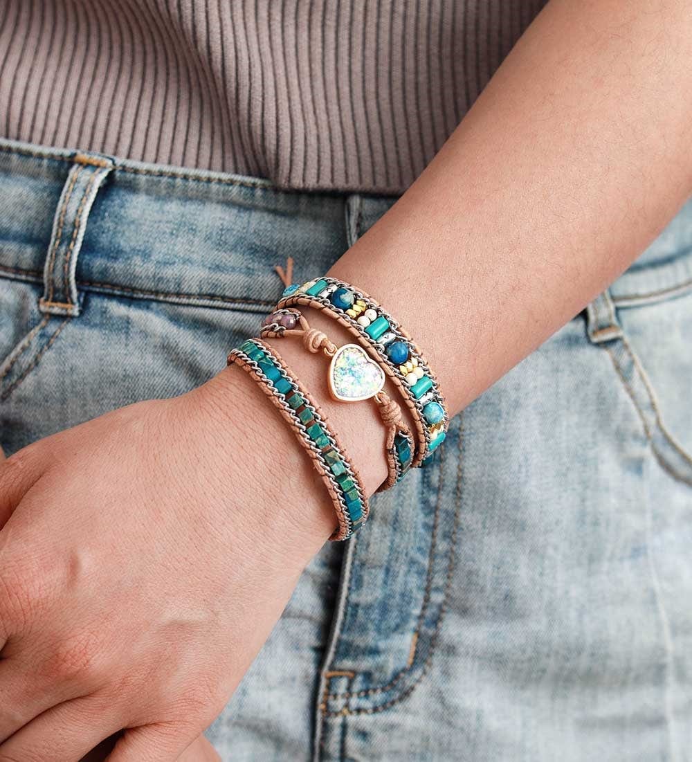 emmespcs Pulseiras adulto / Azul / feminino Pulseira de Pedra Natural Opala