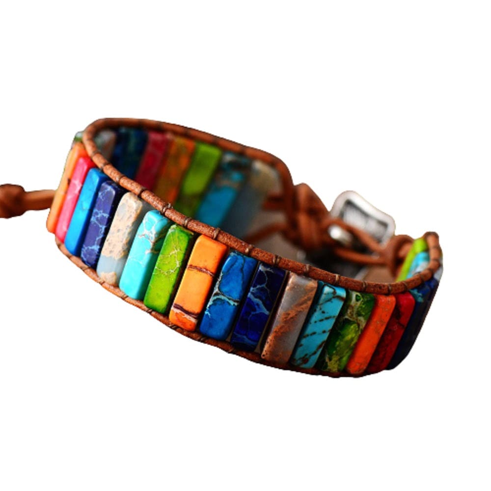 Emmespcs Pulseiras adulto / multicolorida / unissex Pulseira de Pedras Naturais 7 Chakras - 6,3 Pol.