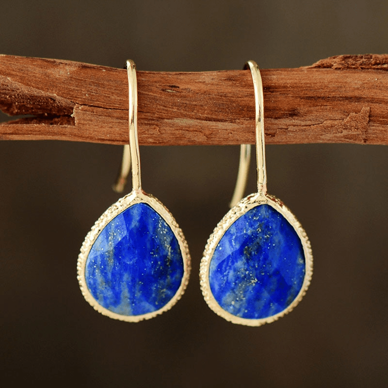 Emmespcs Lapis Brincos de Pedras Naturais