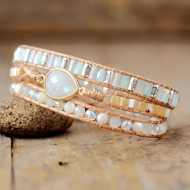 Emmespcs Moonstone/Branca / feminino / Médio Pulseira Elegance Arte