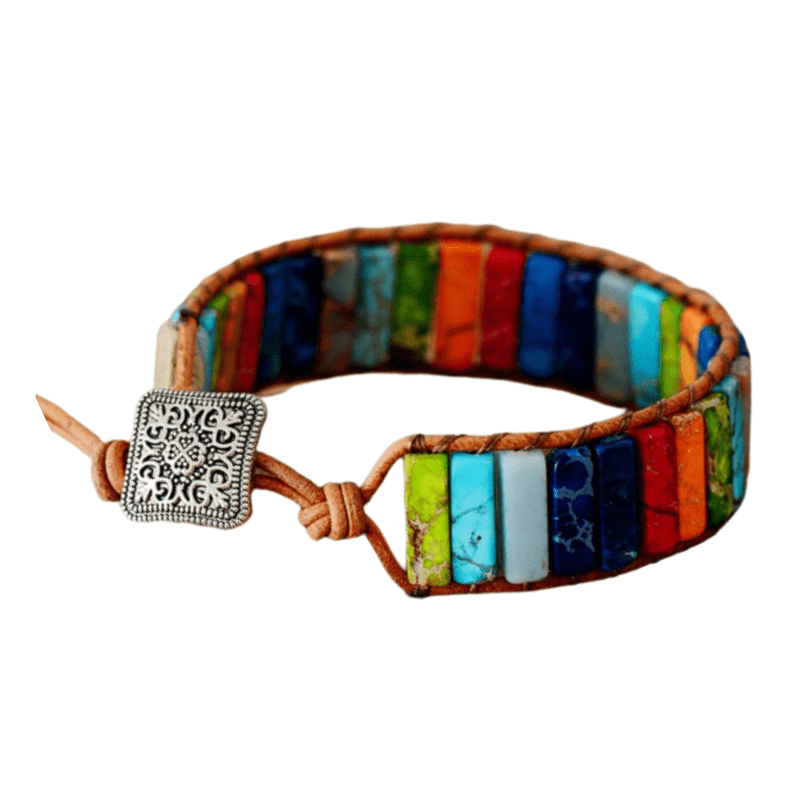 Emmespcs Pulseiras adulto / multicolorida / unissex Pulseira de Pedras Naturais 7 Chakras - 6,3 Pol.