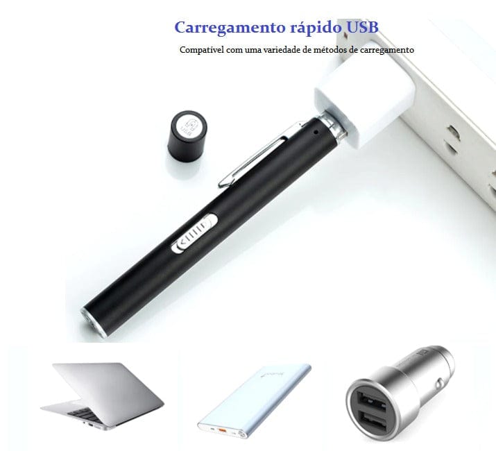 Emmespcs Eletrônicos e Ferramentas Medical Flashlight USB Rechargeable Nursing Handy Pen Light Mini LED Torch Lamp With Stainless Steel Clip Pocket Led Flashlight