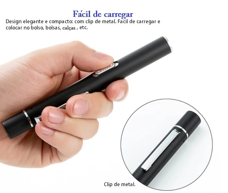 Emmespcs Eletrônicos e Ferramentas Medical Flashlight USB Rechargeable Nursing Handy Pen Light Mini LED Torch Lamp With Stainless Steel Clip Pocket Led Flashlight